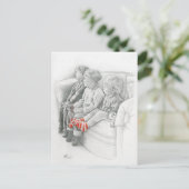 Fine Art Briefkaart - Cartoons bekijken, grafiet (Staand voorkant)