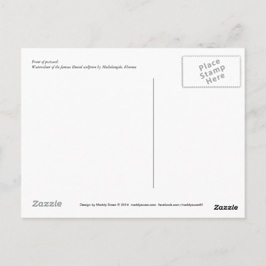 Fine Art Briefkaart - David sculpture van Michelan (Achterkant)