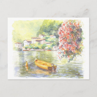 Fine Art Briefkaart - Italiaans meer, waterverf