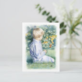 Fine Art Briefkaart - Jongen die in Grass zitten (Staand voorkant)