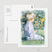 Fine Art Briefkaart - Jongen die in Grass zitten (Voorkant / Achterkant)