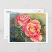 Fine Art Briefkaart - "Red Roses", waterverf (Voorkant / Achterkant)