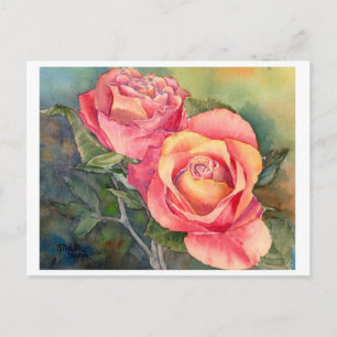 Fine Art Briefkaart - "Red Roses", waterverf