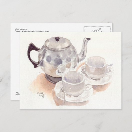 Fine Art Briefkaart - Tea Set, waterverf (Voorkant / Achterkant)