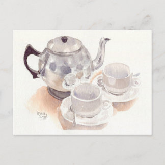 Fine Art Briefkaart - Tea Set, waterverf