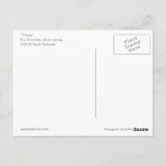 Fine Art Briefkaart van Sarah Sedwick "Thirsty" (Achterkant)