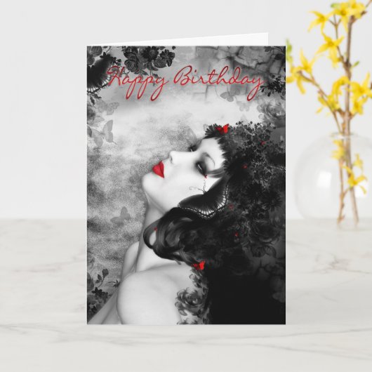 Fine Art Butterfly Princess Verjaardag Kaart - Mod (Gele Bloem)