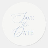 Fine Art Dusty Blue Save the Date Ronde Sticker (Voorkant)