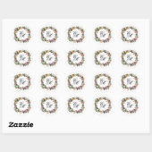 Fine Art Floral Wreath Monogram Ronde Sticker (Vel)