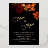 Fine Art Flowers Dark Wedding Folie Uitnodiging (Voorkant)