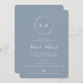 Fine Art Foliage Dusty Blue Engagement Party Kaart (Voorkant / Achterkant)