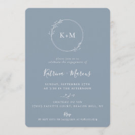 Fine Art Foliage Dusty Blue Engagement Party Kaart