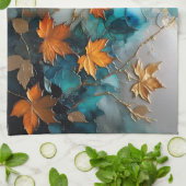 Fine art geschilderde herfstbladeren theedoek (Gevouwen)