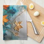 Fine art geschilderde herfstbladeren theedoek (Quarter Fold)