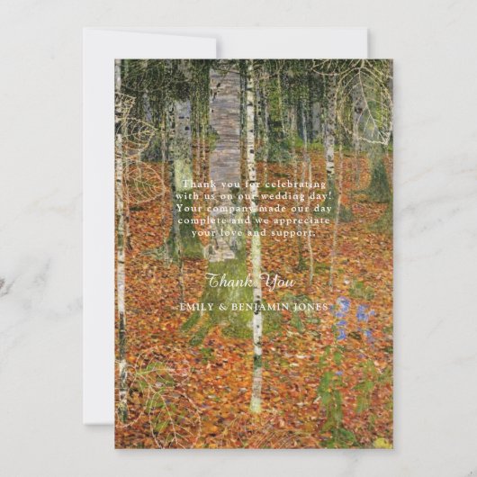 Fine Art Gustav Klimt Forest Natuur bruiloft bedan Bedankkaart (Achterkant)