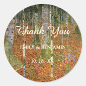 Fine Art Gustav Klimt Forest Natuur bruiloft bedan Ronde Sticker (Voorkant)