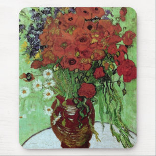 Fine Art. het rode van Papavers & van Madeliefjes Muismat