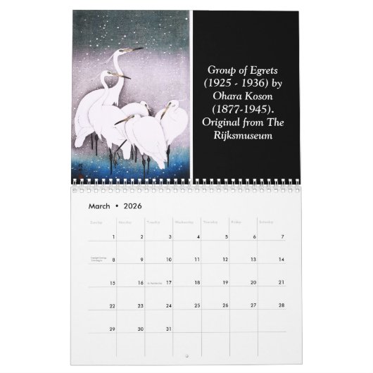 Fine Art Japans Woodblock Print Kalender (Mar 2026)