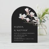 Fine Art Magnolia Casual Wedding Black Kaart (Staand voorkant)