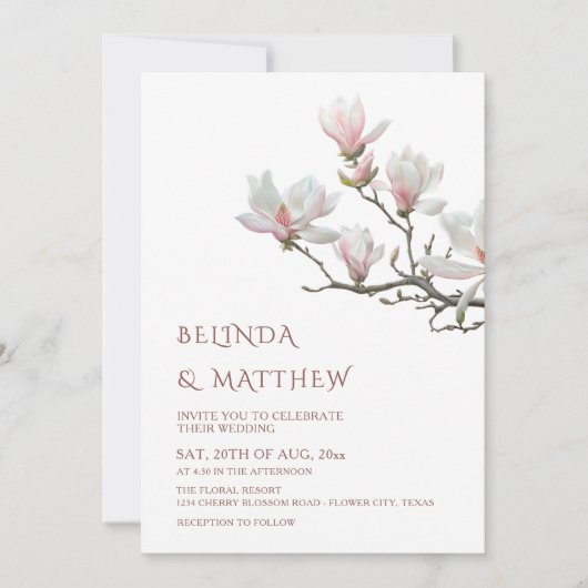 Fine Art Magnolia Casual Wedding Kaart (Voorkant)