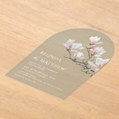 Fine Art Magnolia Sage Green Transparent Wedding Acryl Uitnodigingen (Laagn)