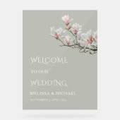 Fine Art Magnolia Transparent Wedding Welcome Acryl Bord (Voorkant)