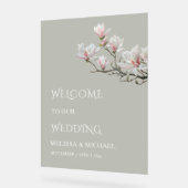 Fine Art Magnolia Transparent Wedding Welcome Acryl Bord (Hoek)