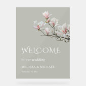 Fine Art Magnolia Transparent Wedding Welcome Acryl Bord (Voorkant)