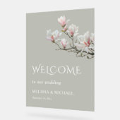 Fine Art Magnolia Transparent Wedding Welcome Acryl Bord (Hoek)