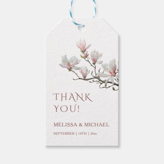 Fine Art Magnolia Wedding Thank You Cadeaulabel (Voorkant)