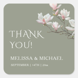 Fine Art Magnolia Wedding Thank You Vierkante Sticker