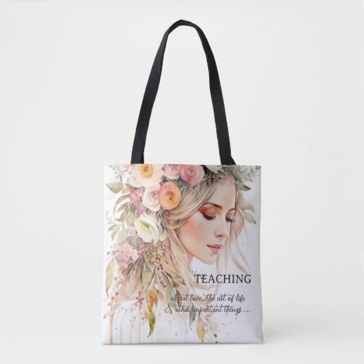 Fine Art Meisje Creatieve Boho Leraar Tote Bag (Voorkant)