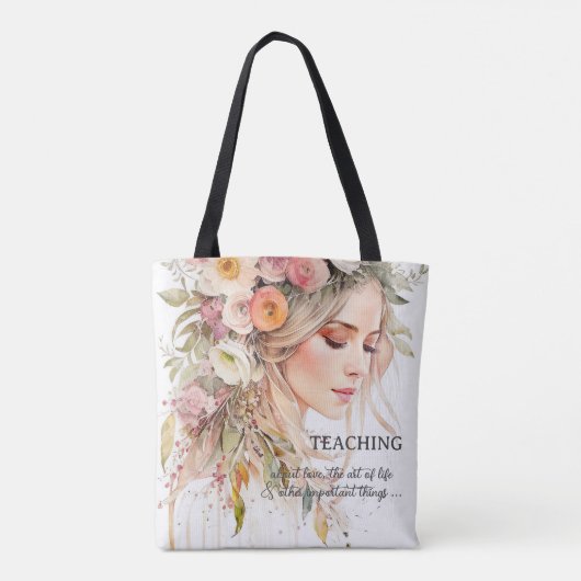 Fine Art Meisje Creatieve Boho Leraar Tote Bag (Achterkant)