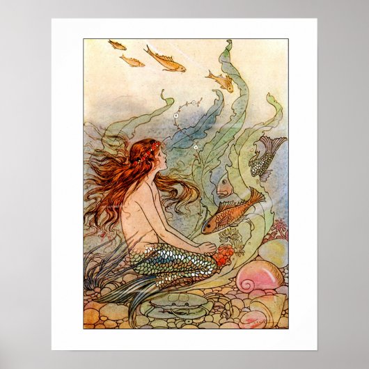Fine Art Mermaid Ilustration Poster (Voorkant)