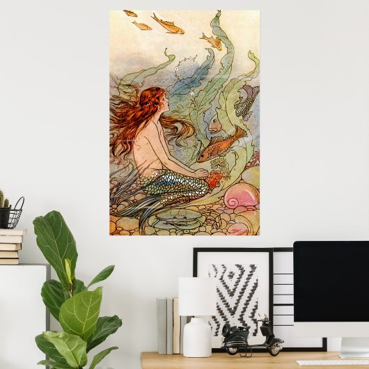 Fine Art Mermaid Ilustration Poster (Thuiskantoor)
