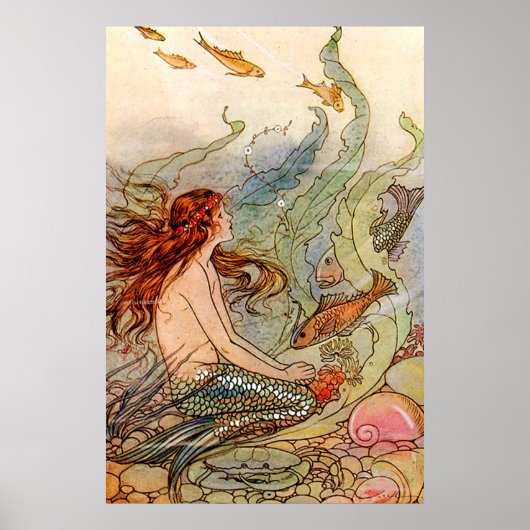 Fine Art Mermaid Ilustration Poster (Voorkant)