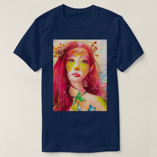 Fine Art Mermaid Waterverf T-shirt (Design voorkant)