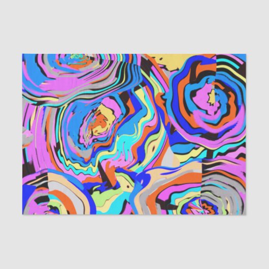 Fine Art Modern Colorful Abstracte Flowers Chic Tissuepapier (Voorkant)