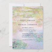 Fine Art Monet Water Lilies Wedding Invitation Kaart (Voorkant)