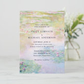 Fine Art Monet Water Lilies Wedding Invitation Kaart (Staand voorkant)