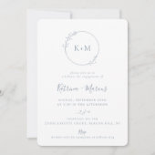 Fine Art Monogram Deusty Blue Engagement Party Kaart (Voorkant)