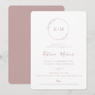 Fine Art Monogram Roos Engagement Party Kaart