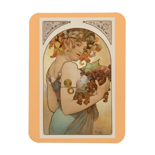 Fine Art Nouveau Jugendstil Alfons Mucha fruit Magneet (Verticaal)