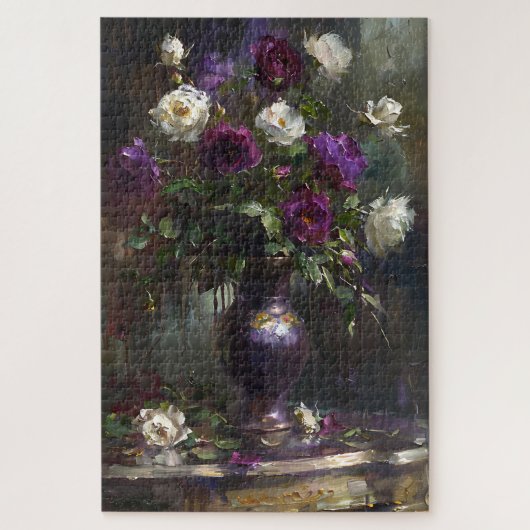  Fine Art Paarse & White Rose Boeket Legpuzzel (Verticaal)