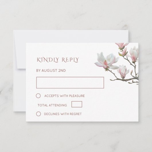 Fine Art Painted Magnolia Flowers Wedding RSVP Kaartje (Voorkant)