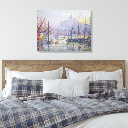 Fine Art Painting Port Sailboats Sunrise Sea Canvas Afdruk (Insitu (Slaapkamer))