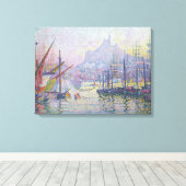 Fine Art Painting Port Sailboats Sunrise Sea Canvas Afdruk (Insitu (Houten vloer))