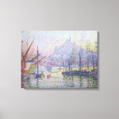 Fine Art Painting Port Sailboats Sunrise Sea Canvas Afdruk (Voorkant)