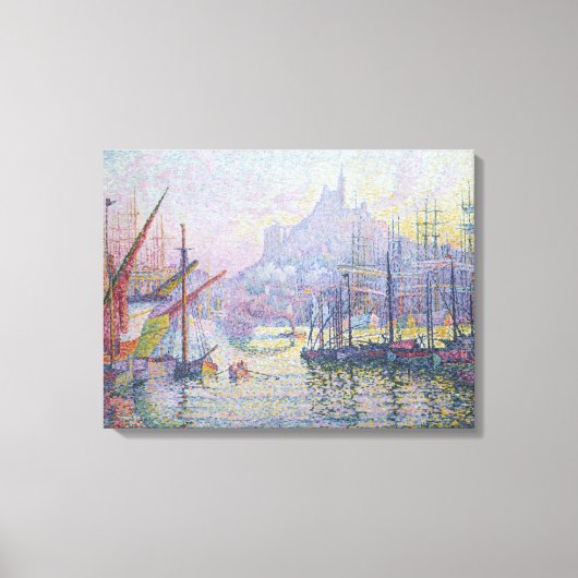 Fine Art Painting Port Sailboats Sunrise Sea Canvas Afdruk (Voorkant)