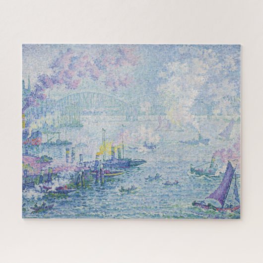 Fine Art Painting Sea Port Ships Bridge Light Blue Legpuzzel (Horizontaal)